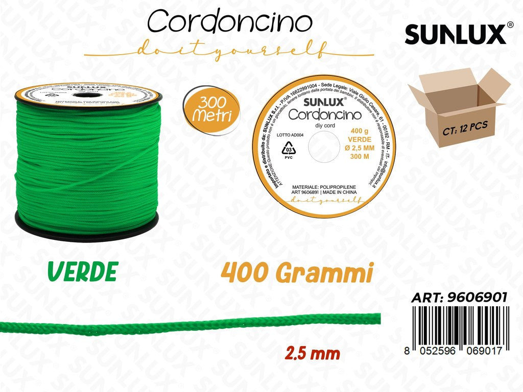 Sunlux Cordoncino Diy Verde 400GR 2.5MM*30MT