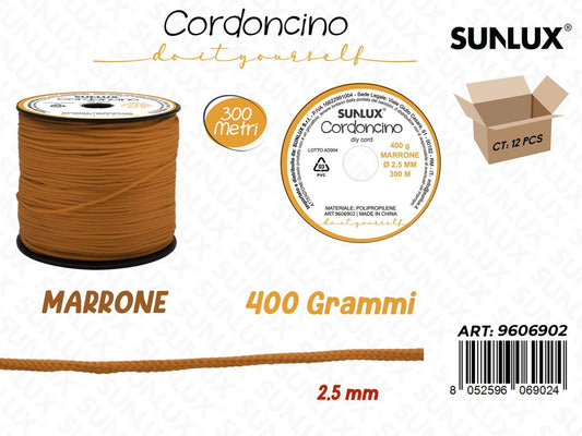 Sunlux Cordoncino Diy Marrone 400GR 2.5MM*30MT
