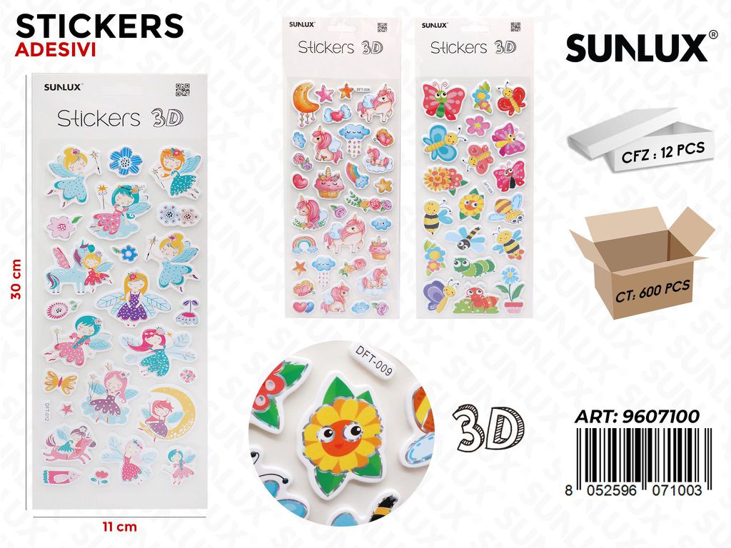 Sunlux Stickers Adesivi 3D Ass. 11*30CM