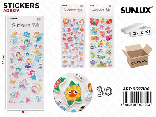 Sunlux Stickers Adesivi 3D Ass. 11*30CM