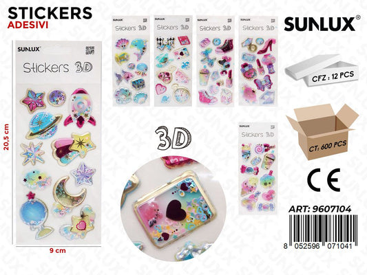 Sunlux Stickers Adesivi 3D ASS.9*20.5CM