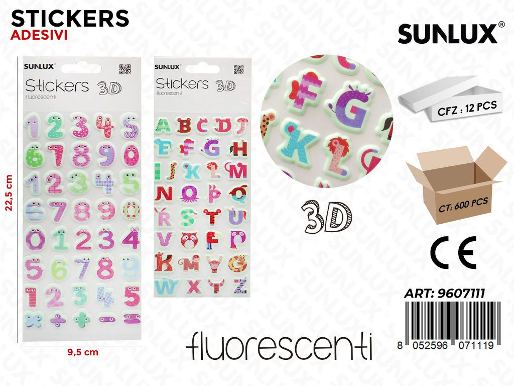 Sunlux Stickers Adesivi 3D Ass. 9.5*22.5CM
