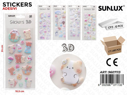 Sunlux Stickers Adesivi 3D Ass. 10.5*24CM