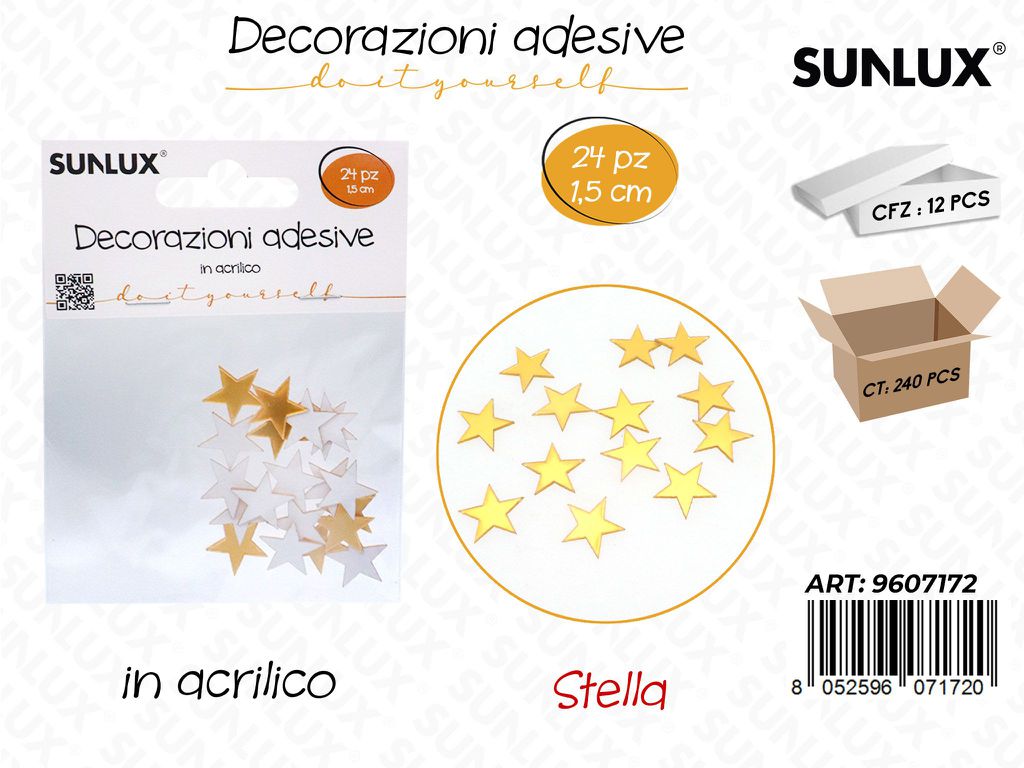 Sunlux Dec. Adv in Acrilico Stella 1.5CM 24PCS