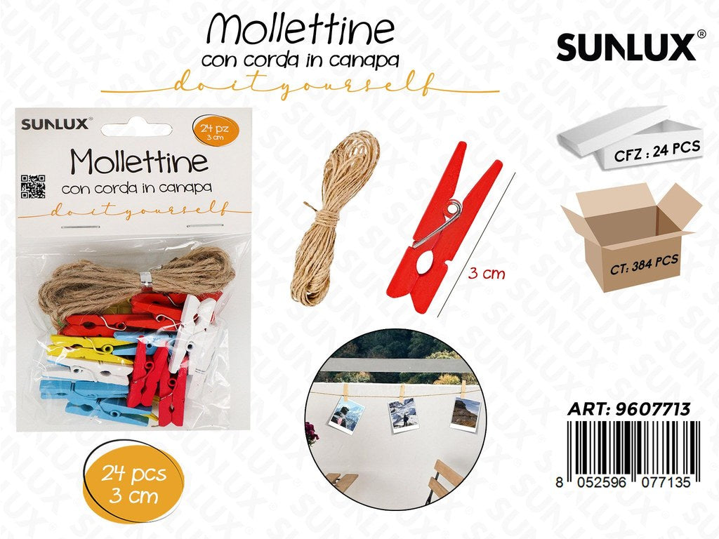 Sunlux Mollettine c/Corda 24PCS Ass. 3CM