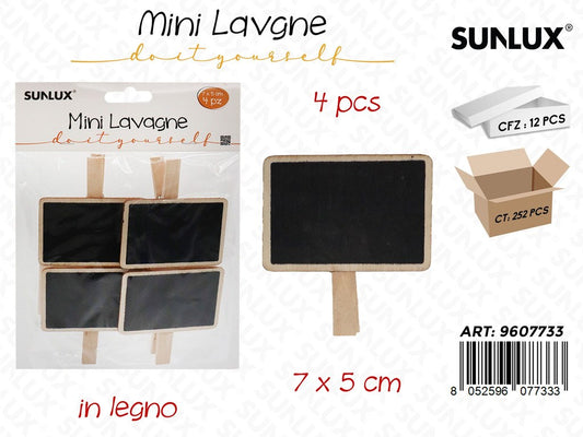 Sunlux Mini Lavagna in Legno 4PCS 7*5CM
