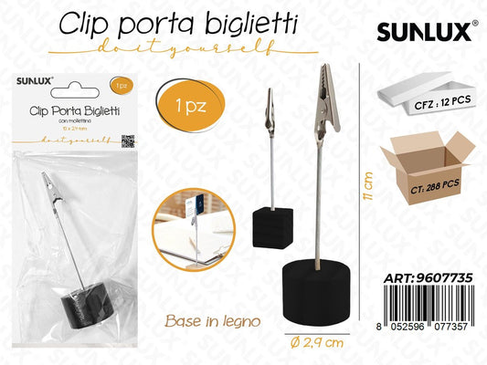 Sunlux Clip Portabiglietti Base Legno Nero D.2.9*11CM