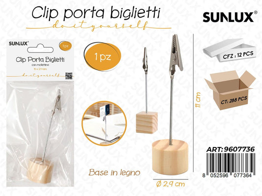 Sunlux Clip Portabiglietti Base Legno D.2.9*11CM