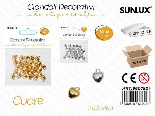 Sunlux Ciondoli Dec. Plast. Cuore 30PCS 11MM