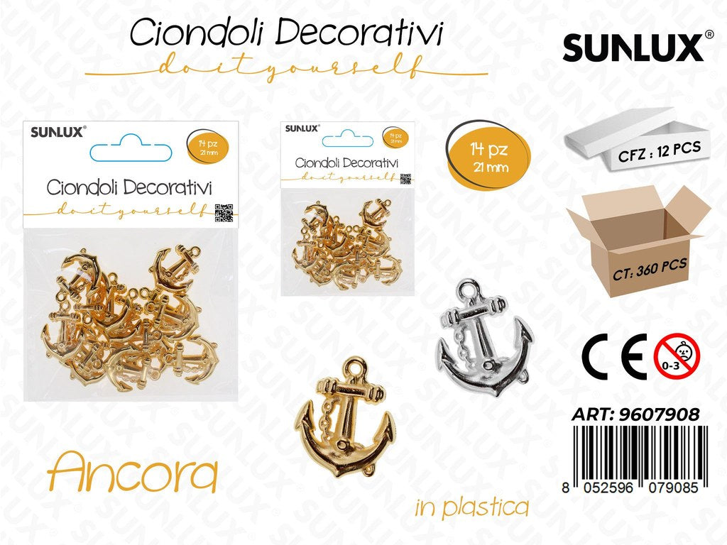 Sunlux Ciondoli Dec. Plast. Ancora 14PCS 21MM
