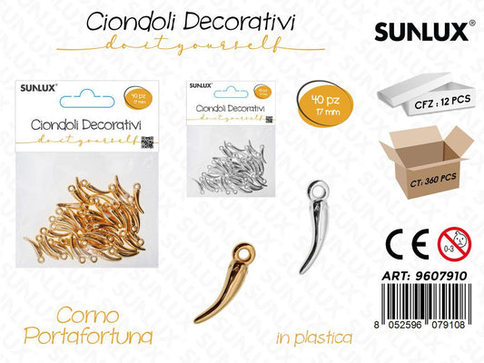 Sunlux Ciondoli Dec. Plast. Corno 40PCS 17MM