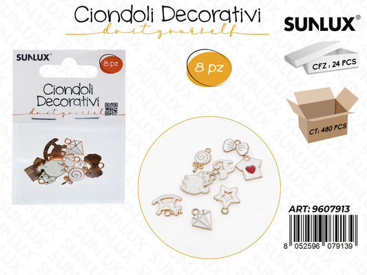 Sunlux Ciondoli Dec. Bianco 8PCS Ass.