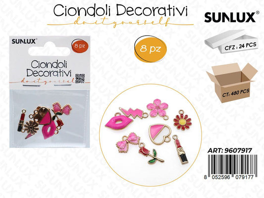 Sunlux Ciondoli Dec. Fucsia 8PCS Ass.