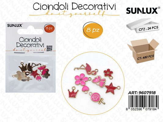 CIONDOLI DEC. FUCSIA 8PCS ASS.