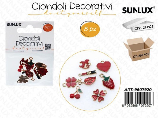 CIONDOLI DEC. ROSSO 8PCS ASS.