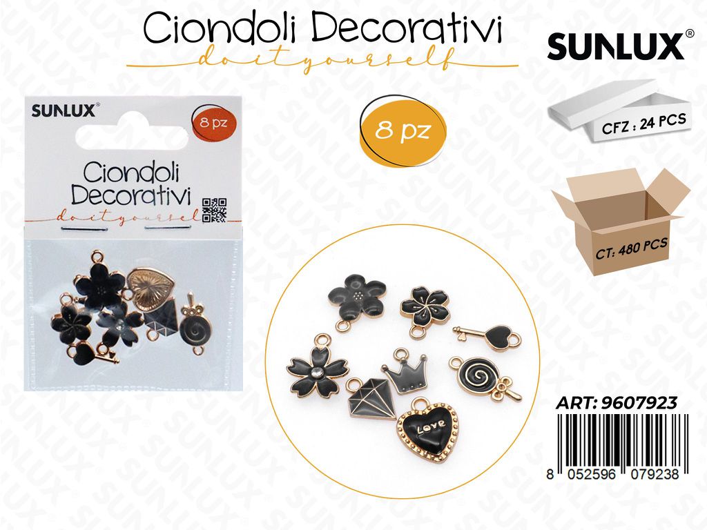 Sunlux Ciondoli Dec. Nero 8PCS Ass.