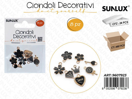 Sunlux Ciondoli Dec. Nero 8PCS Ass.