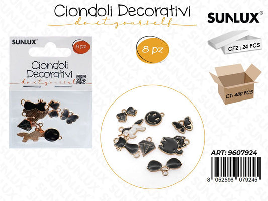 Sunlux Ciondoli Dec. Nero 8PCS Ass.