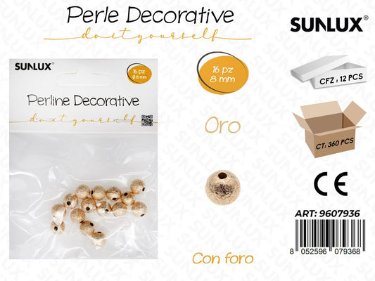 Sunlux Perle Dec. c/ Foro Oro 16PCS 8MM