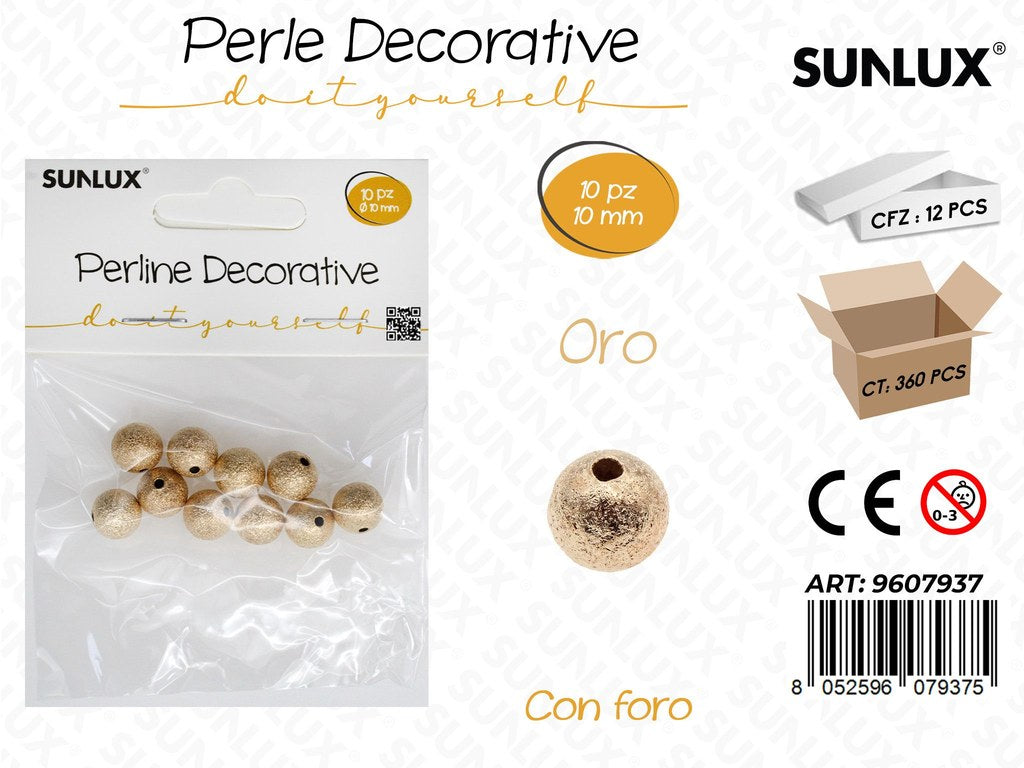 Sunlux Perline Dec. c/ Foro Oro 16PCS 10MM
