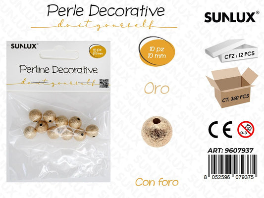Sunlux Perline Dec. c/ Foro Oro 16PCS 10MM