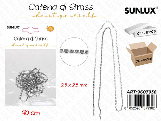 Sunlux Catena Strass Arg. 90CM *2.5*2.5MM