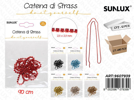 Sunlux Catena Strass Col. Ass. 90CM *2.5*2.5MM