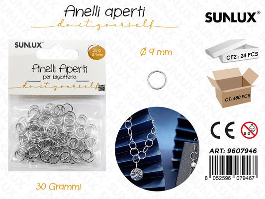 Sunlux Anelli Aperti per Bigliotteria Arg. D.9MM 30GR