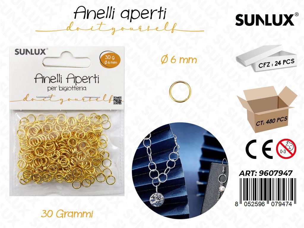 Sunlux Anelli Aperti Bigiotteria Oro D.6MM 30GR