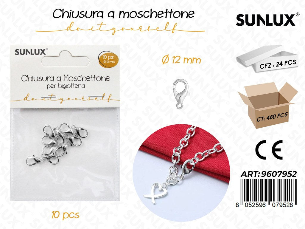 Sunlux Chiusura Mosc. Bigiotteria Arg. 10PCS 12MM