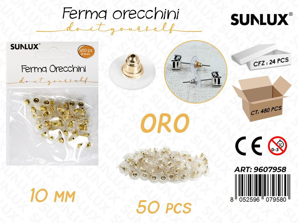 Sunlux Fermaorecchini Oro 50PCS 10MM