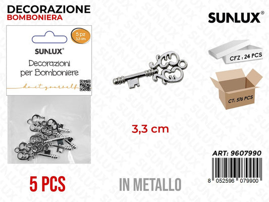 Sunluc Dec. Bomb. Metallo Chiave 5PCS 3.3CM