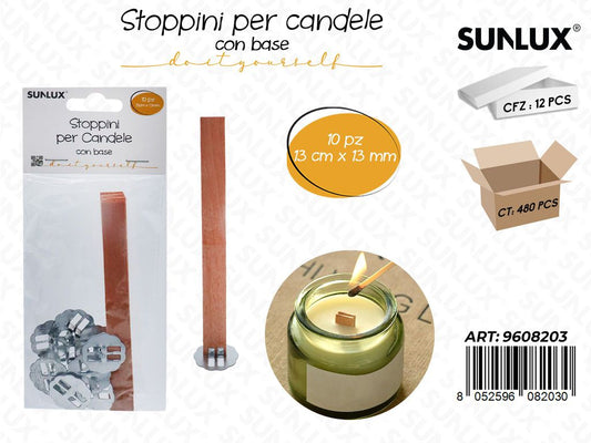 Sunlux Stoppini per Candele c/Base 10PCS 13*13MM