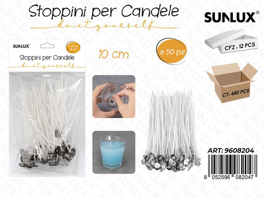 Sunlux Stoppini per Candele 50PCS 10CM