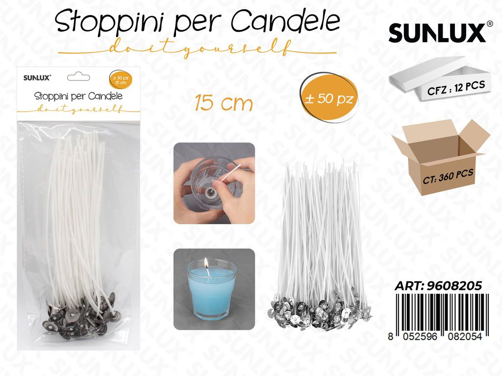 Sunlux Stoppini per Candele 50PCS 15CM