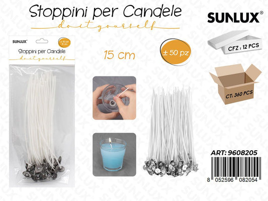 Sunlux Stoppini per Candele 50PCS 15CM