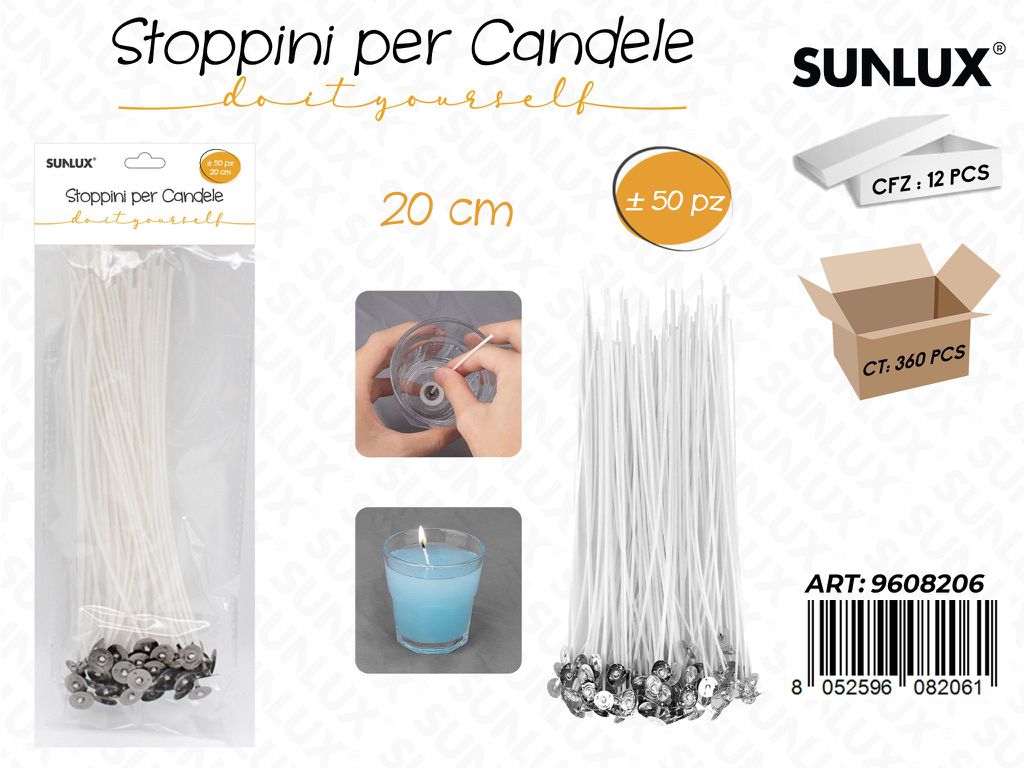 Sunlux Stoppini per Candele 50PCS 20CM