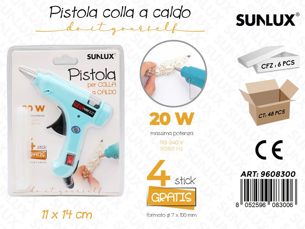 Sunlux Pistola Colla a Caldo 20W c/ 4STICK Colla