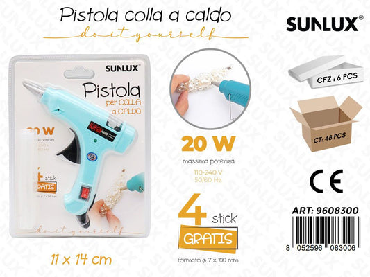 Sunlux Pistola Colla a Caldo 20W c/ 4STICK Colla