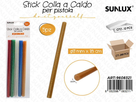 Sunlux Stick Colla a Caldo Ass. 8PCS 11MM*18CM