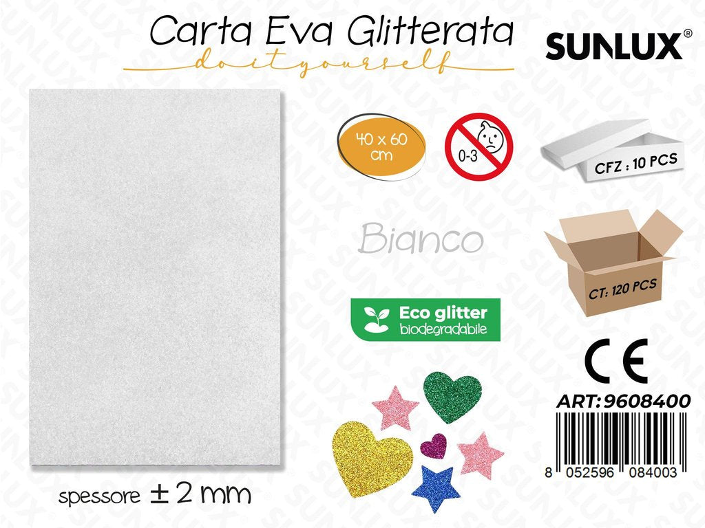 Sunlux Carta Eva Glitter Bio Bianco 2MM*40*60CM