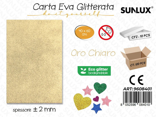 Sunlux Carta Eva Glitter Bio Oro Chia. 2MM*40*60CM