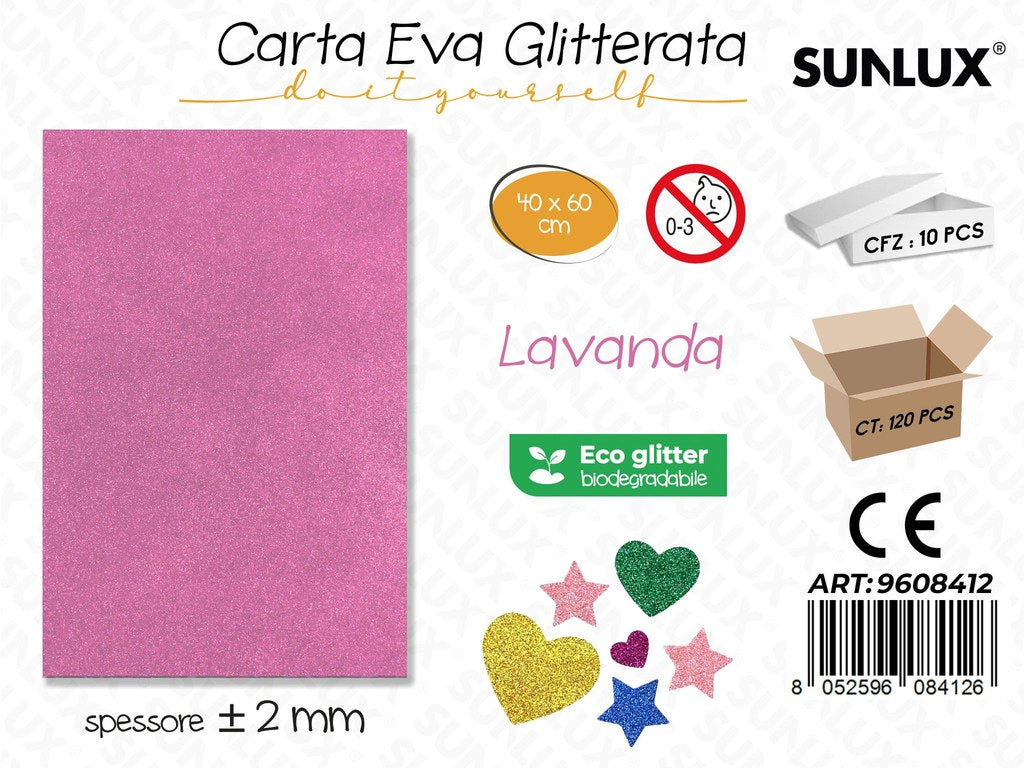 Sunlux Carta Eva Glitter Bio Lavanda 2MM*40*60CM