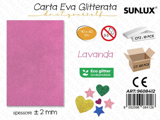 Sunlux Carta Eva Glitter Bio Lavanda 2MM*40*60CM