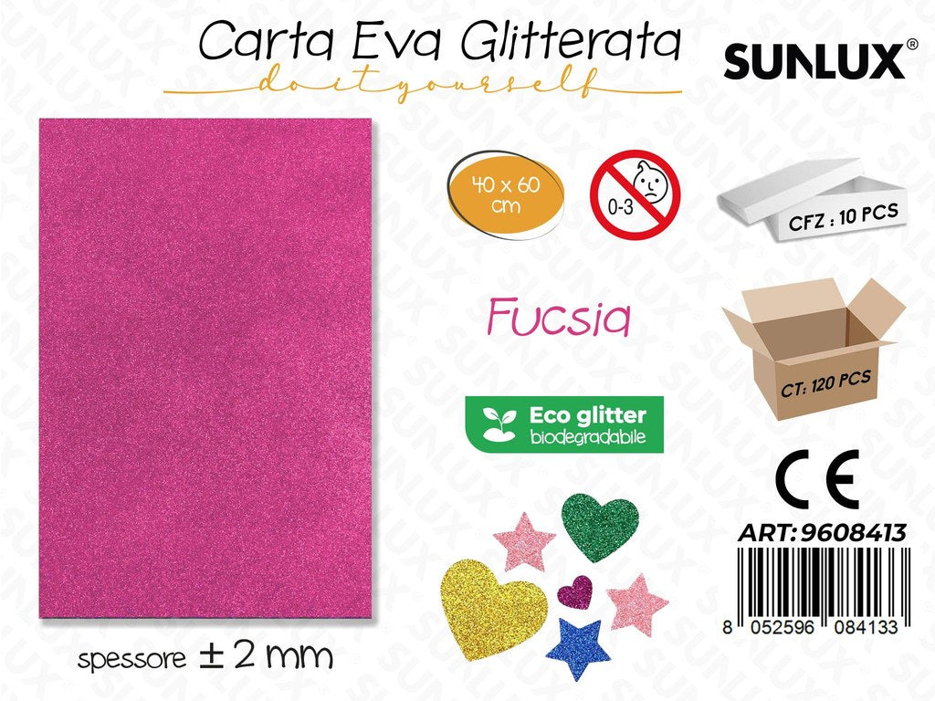 Sunlux Carta Eva Glitter Bio Fucsia 2MM*40*60CM