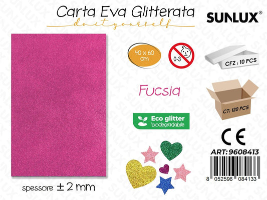 Sunlux Carta Eva Glitter Bio Fucsia 2MM*40*60CM