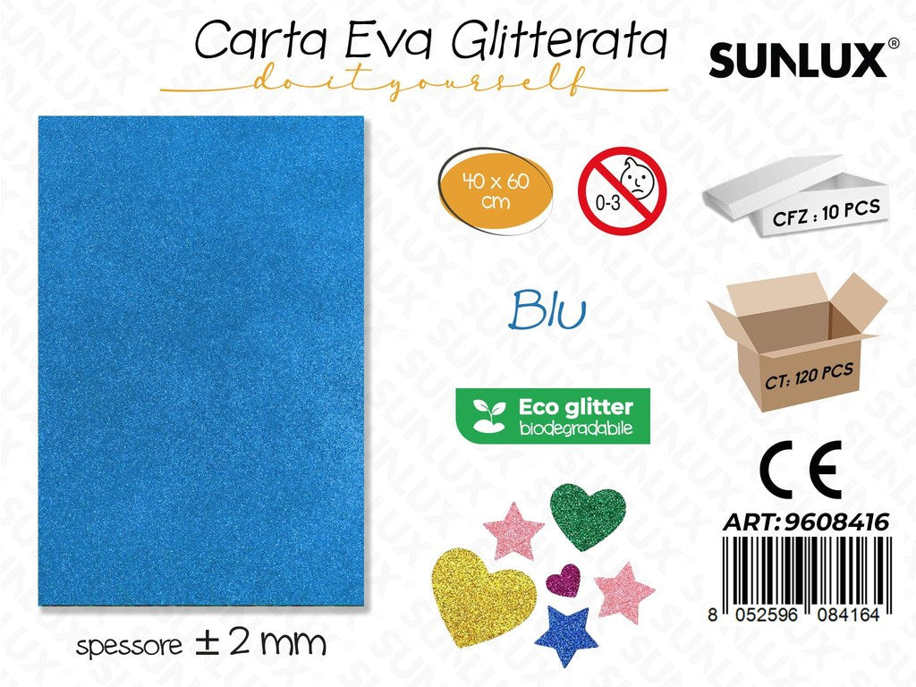 Sunlux Carta Eva Glitter Bio Blu 2MM*40*60CM