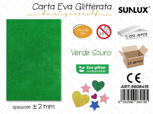 Sunlux Carta Eva Glitter Bio Verde Sc. 2MM*40*60CM