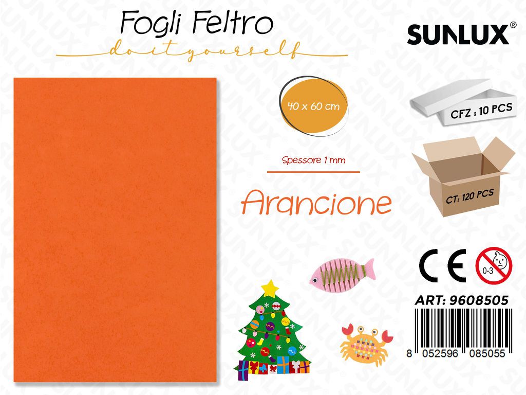 Sunlux Fogli di Feltro Arancione 40*60CM 1MM
