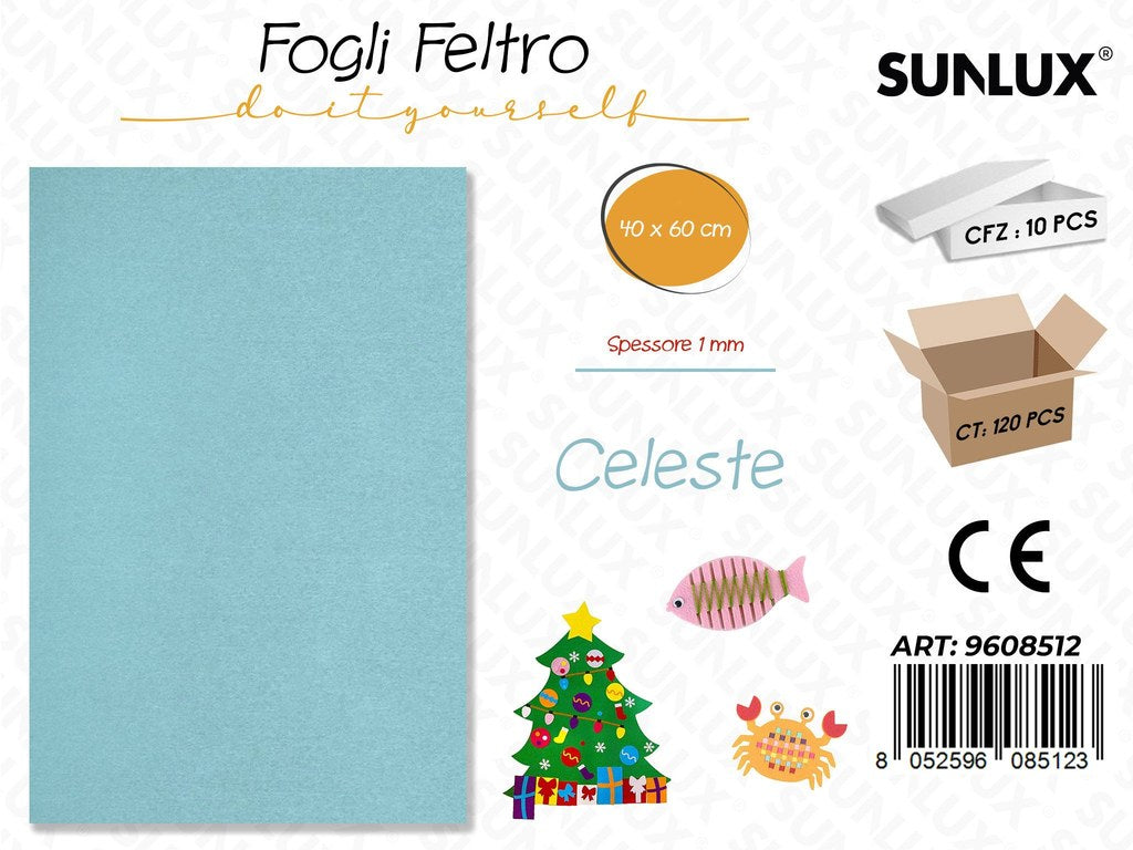 Sunlux Fogli Feltro Celeste 40*60CM 1MM
